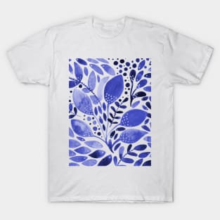 Watercolor foliage - blue T-Shirt